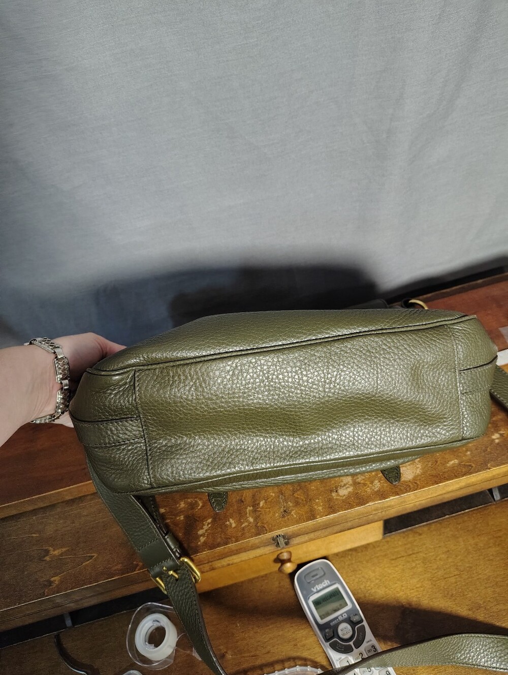 Prada Olive Green Leather Crossbody Bag - Picture 11 of 16